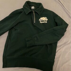 Roots collared sweater forest green size medium